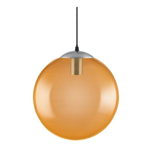 Large Bubble E27 Pendant Fitting - Orange Glass