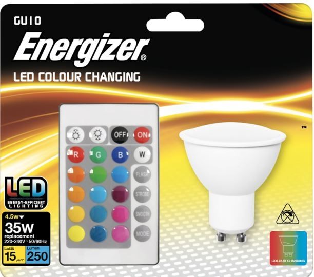 Energizer 4.2W RGBW LED GU10 c/w Remote [S14544]