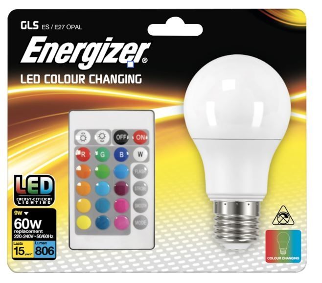 9w RGBW LED GLS E27 c/w Remote (Energizer S14542)