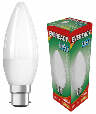 4.9w LED BC Opal Candle 3000k 470lm's (Eveready)