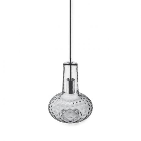 Carved Pendant Pear E27 Fitting - Smoke Glass